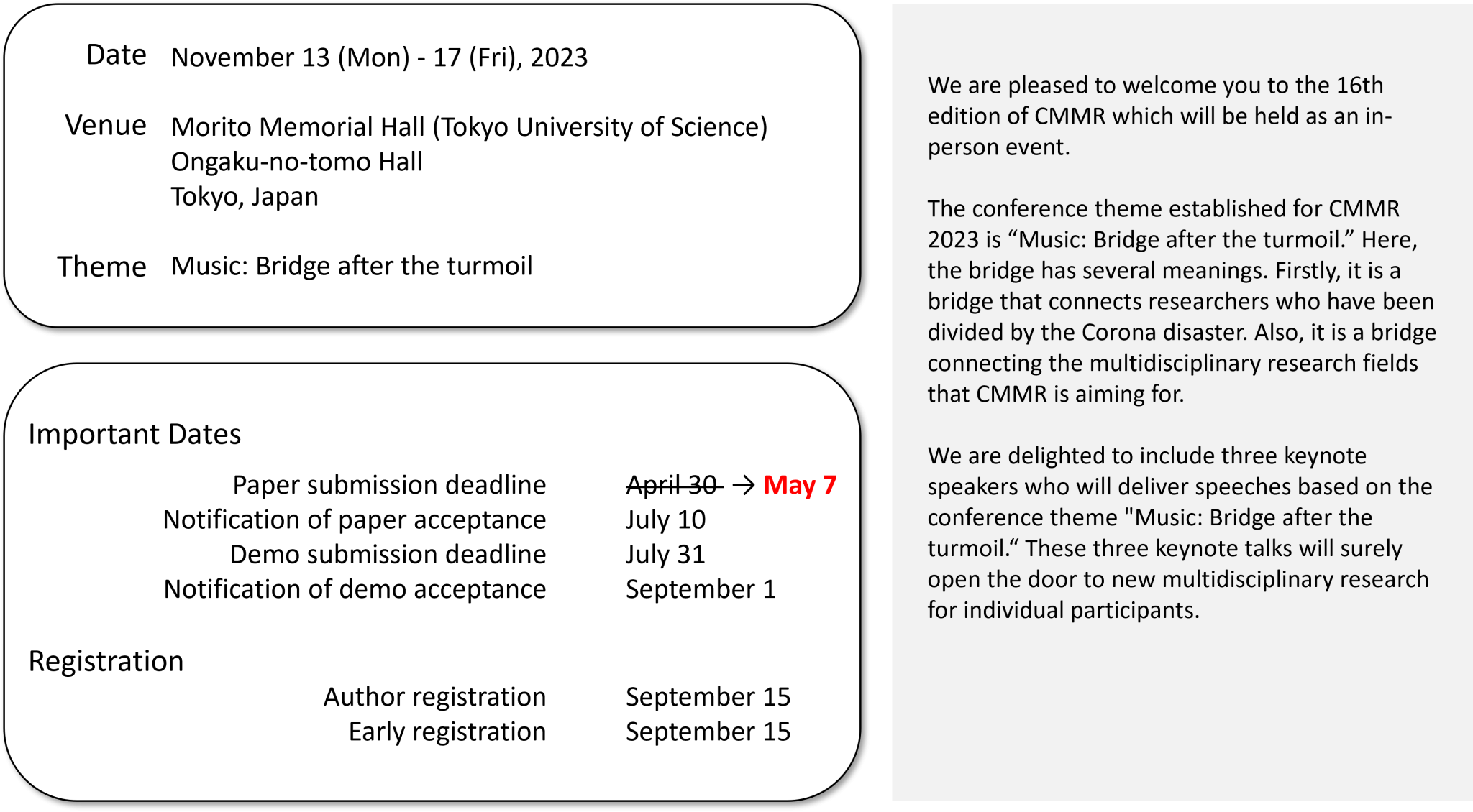 CMMR2023 Tokyo 16th International Symposium on Computer Music